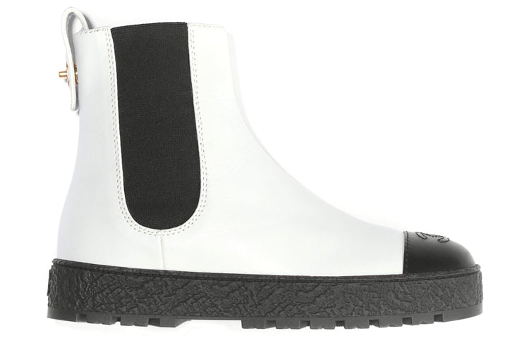CHANEL Chelsea Boots Women's White Black