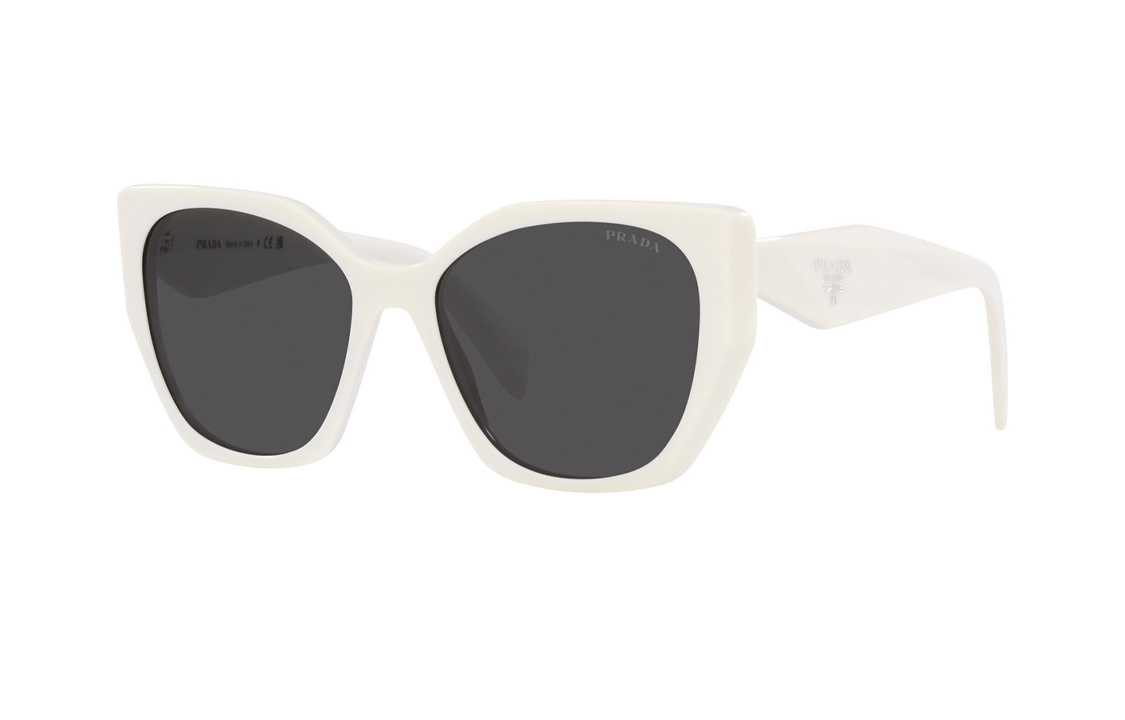 PRADA Plastic Irregular Shape Sunglasses Women's White