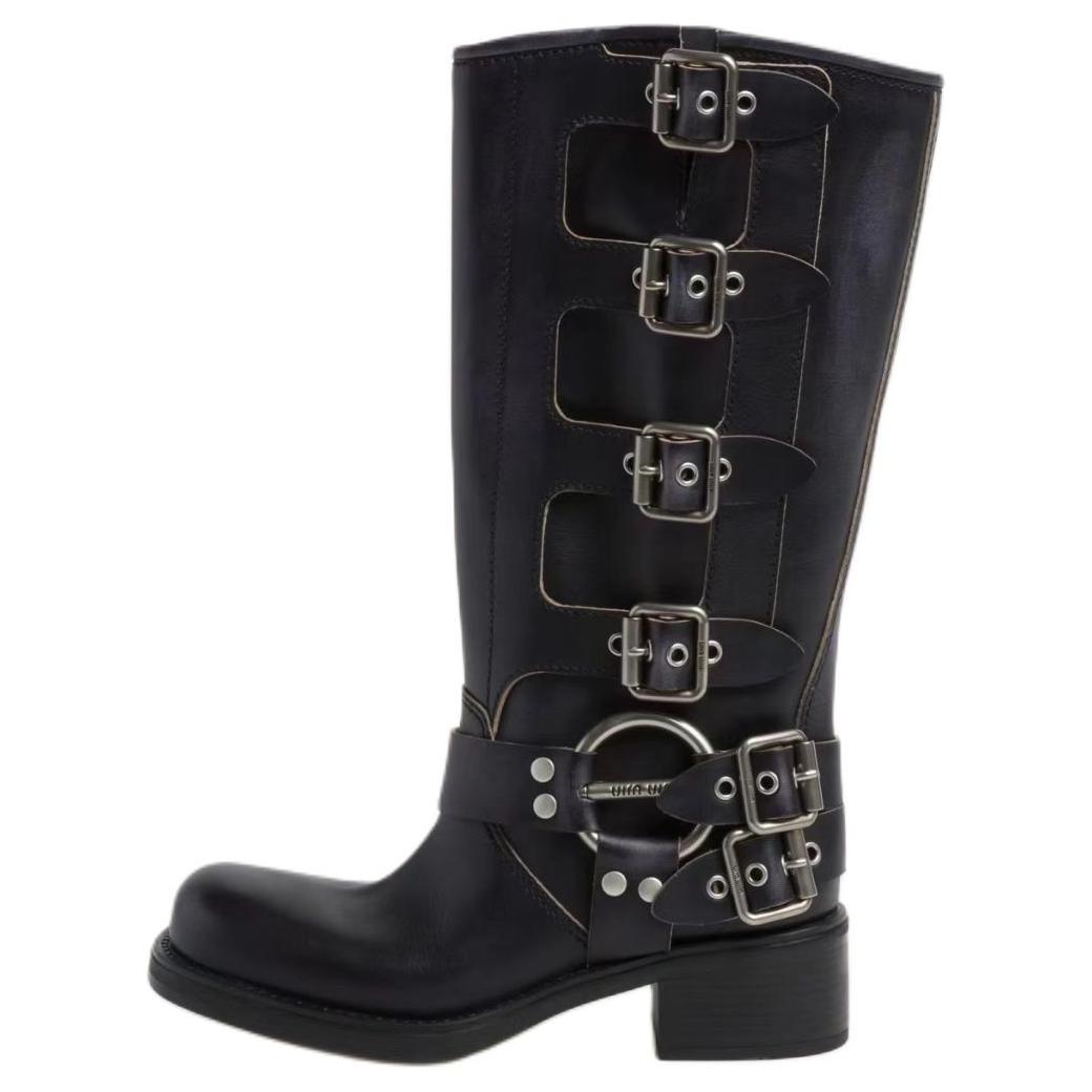 MIU MIU Buckle-detail Leather Boots