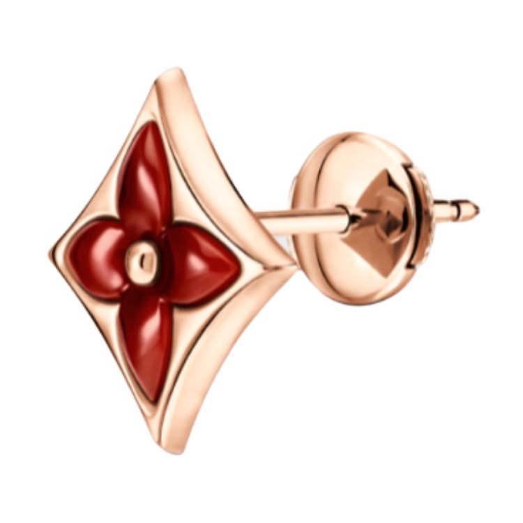 LOUIS VUITTON 18K Gold, Chalcedony, Gemstone Stud Earrings Women's Gold