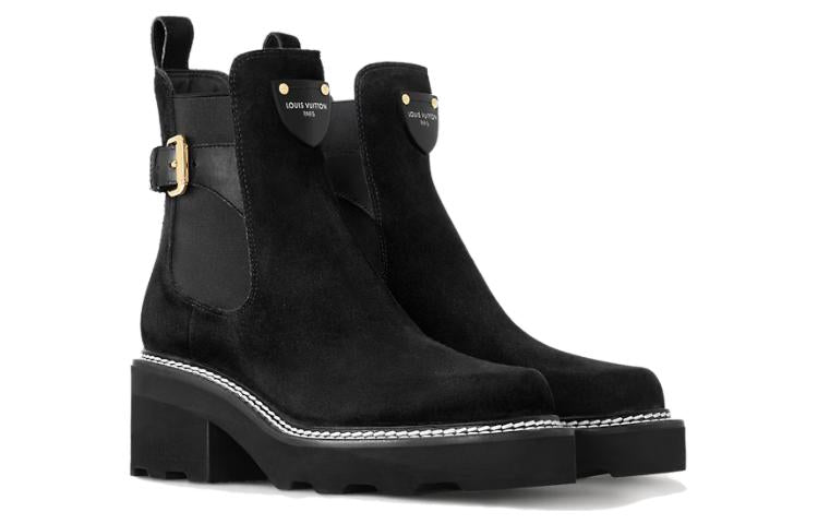 LOUIS VUITTON Beaubourg Short Chelsea Boots 4cm Women's Black
