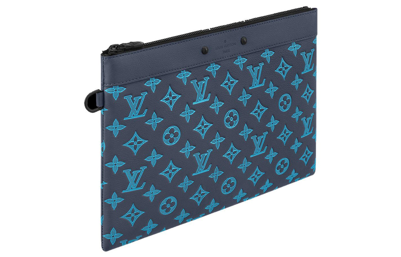 LOUIS VUITTON Calfskin Clutch Regular Unisex Marine Blue