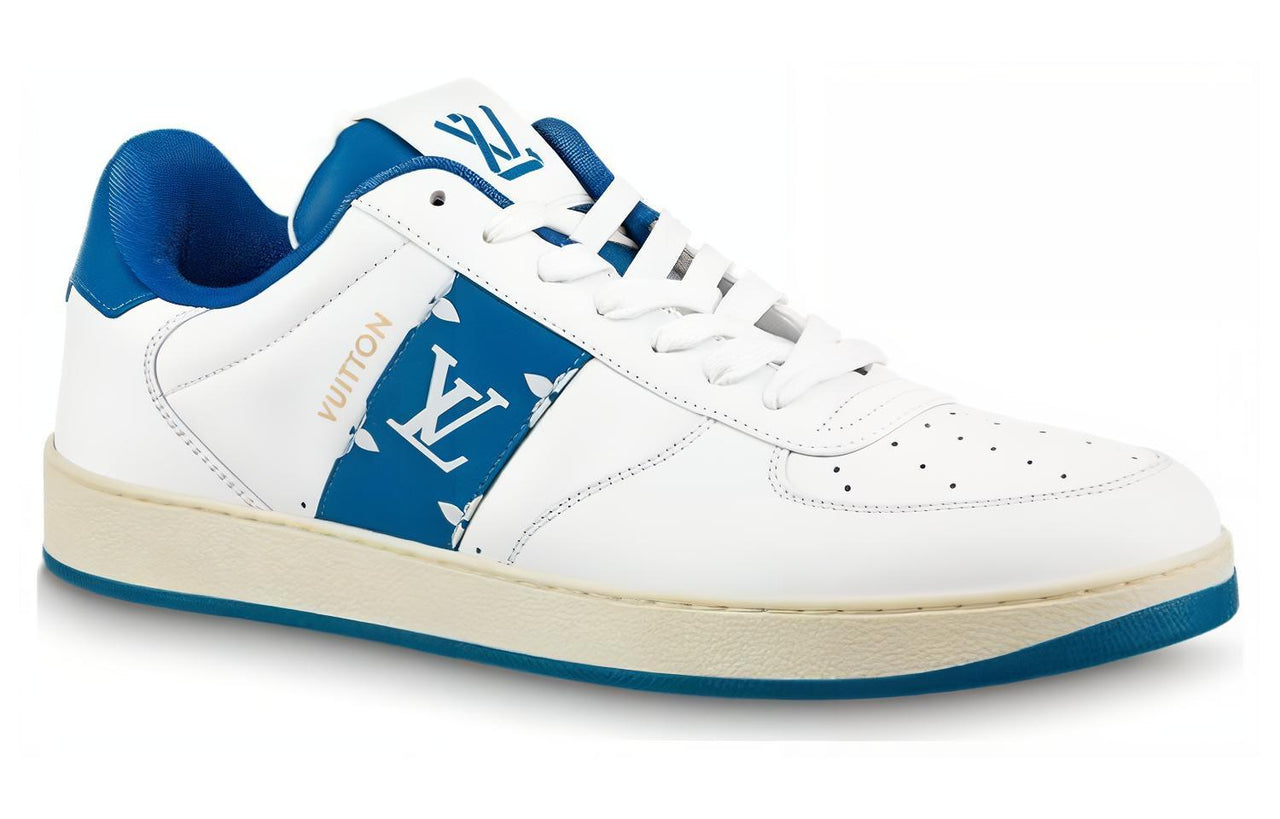 LOUIS VUITTON Rivoli Sneakers 'White With Blue Side Monogram Band'