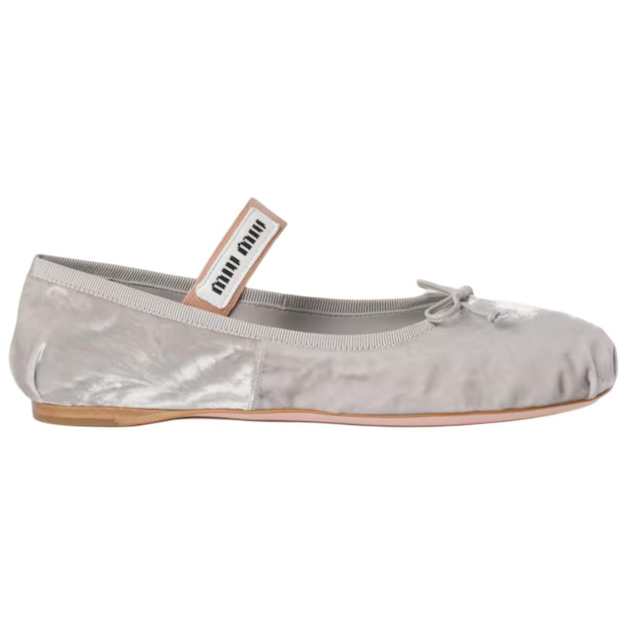 MIU MIU Flat Mary Jane Shoes Women's Gray
