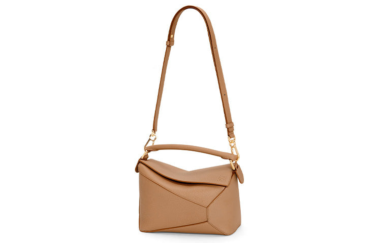 LOEWE Soft Grained Calfskin Shoulder Bag Crossbody Bag Handbag Small Size Women's Toffee Color