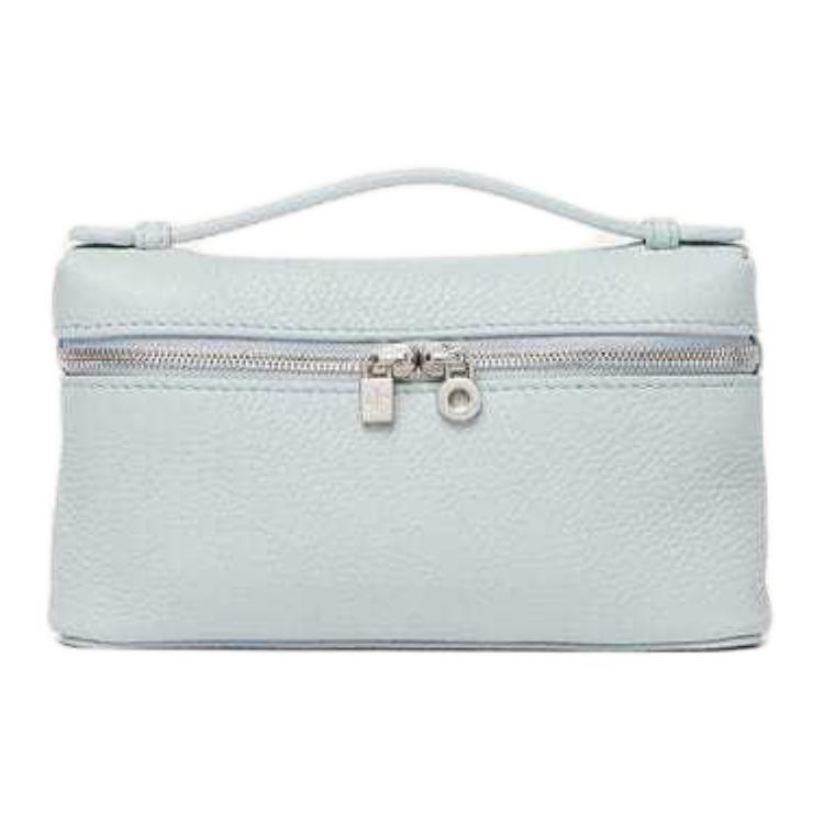 Loro Piana ExtraPocket Hammered Texture Calfskin Shoulder Bag, Crossbody Bag, Handbag Clutch Mini Women's Mint Breeze