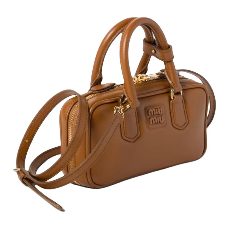MIU MIU Arcadie Series Leather Shoulder Bag Crossbody Bag Handbag Mini Women's Connyk Brandy