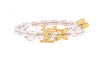 LOUIS VUITTON Metal Canvas Bangles Women's White