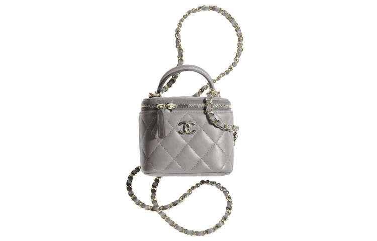 CHANEL 22A Early Autumn Sheepskin Square Handbag Shoulder Bag Crossbody Bag Mini Women's Dark Gray Concrete Gray