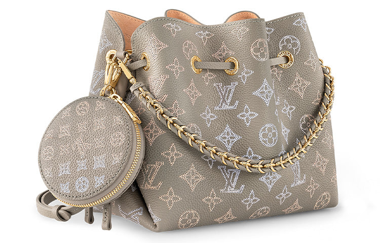 LOUIS VUITTON Bella Cow Leather Bucket Bags Crossbody Bag Shoulder Bag Regular Women's Gray Green