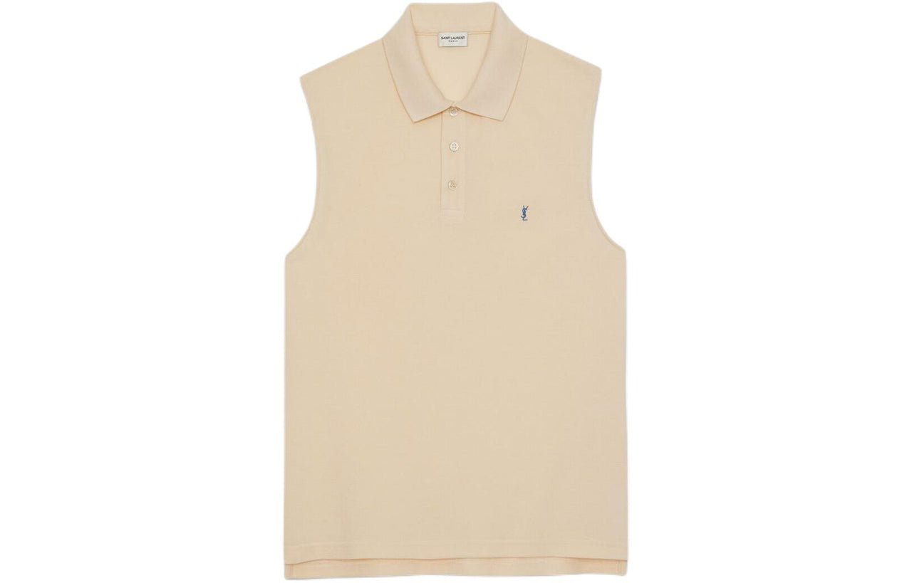 SAINT LAURENT Cassandre Sleeveless Polo Shirt