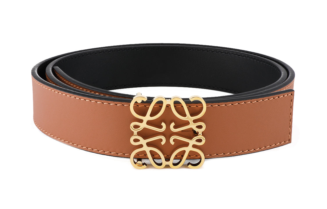 LOEWE Leather Belt Unisex Brown Width 2.8cm