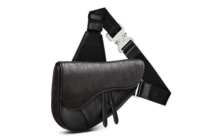DIOR Saddle Cow Leather Saddle Bag Crossbody Shoulder Bag Men's Black