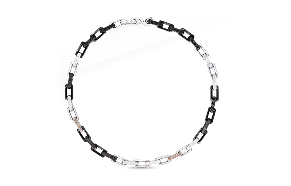 LOUIS VUITTON Crystal Necklaces Men's Silver