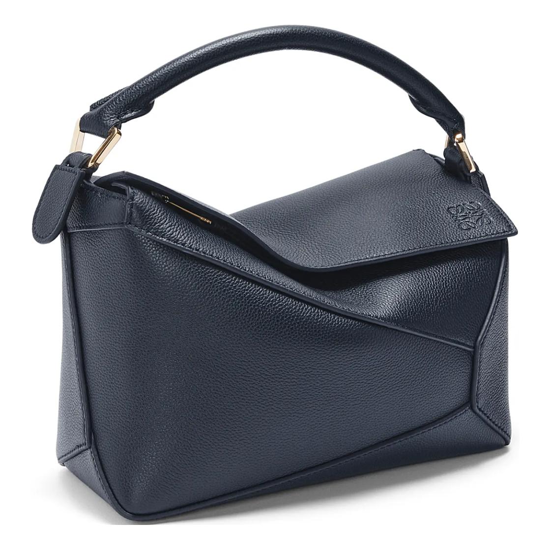 LOEWE Puzzle Cow Leather Shoulder Bag, Crossbody Bag, Handbag Small Size Women's Dark Marine Blue