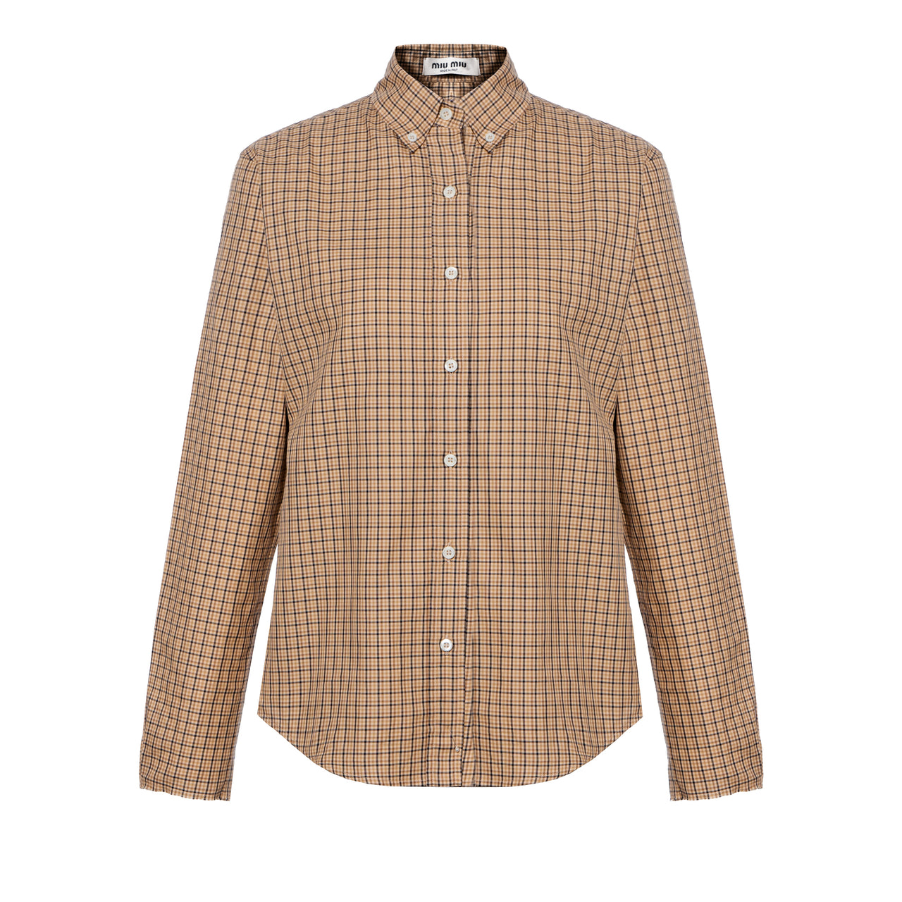 MIU MIU Logo-Embroidered Button-Up Checked Shirt