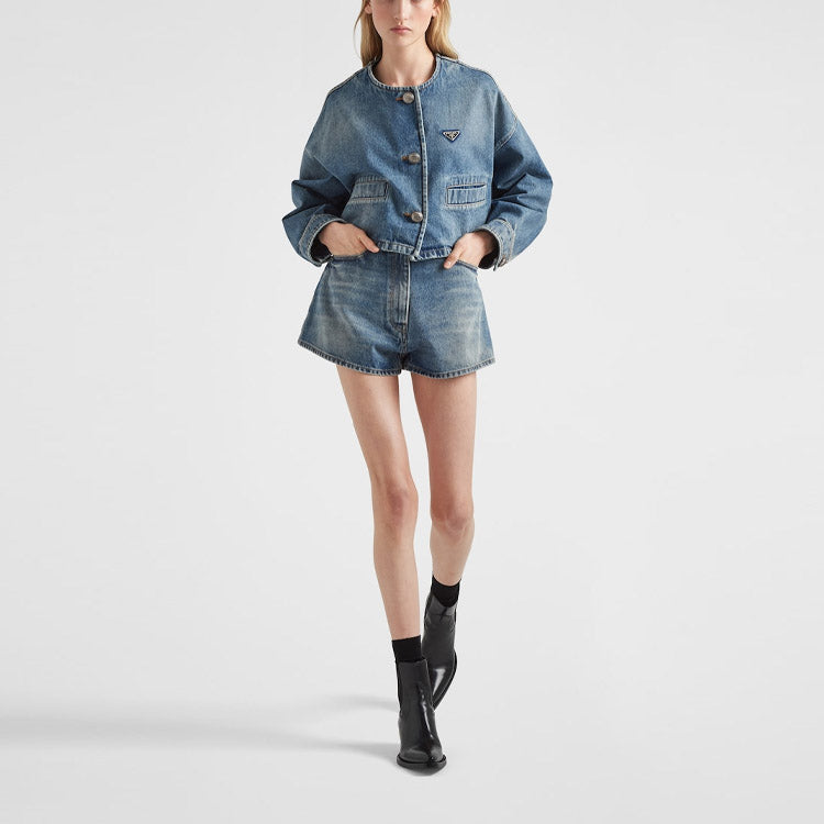 PRADA Triangle logo Denim Blouson Jacket
