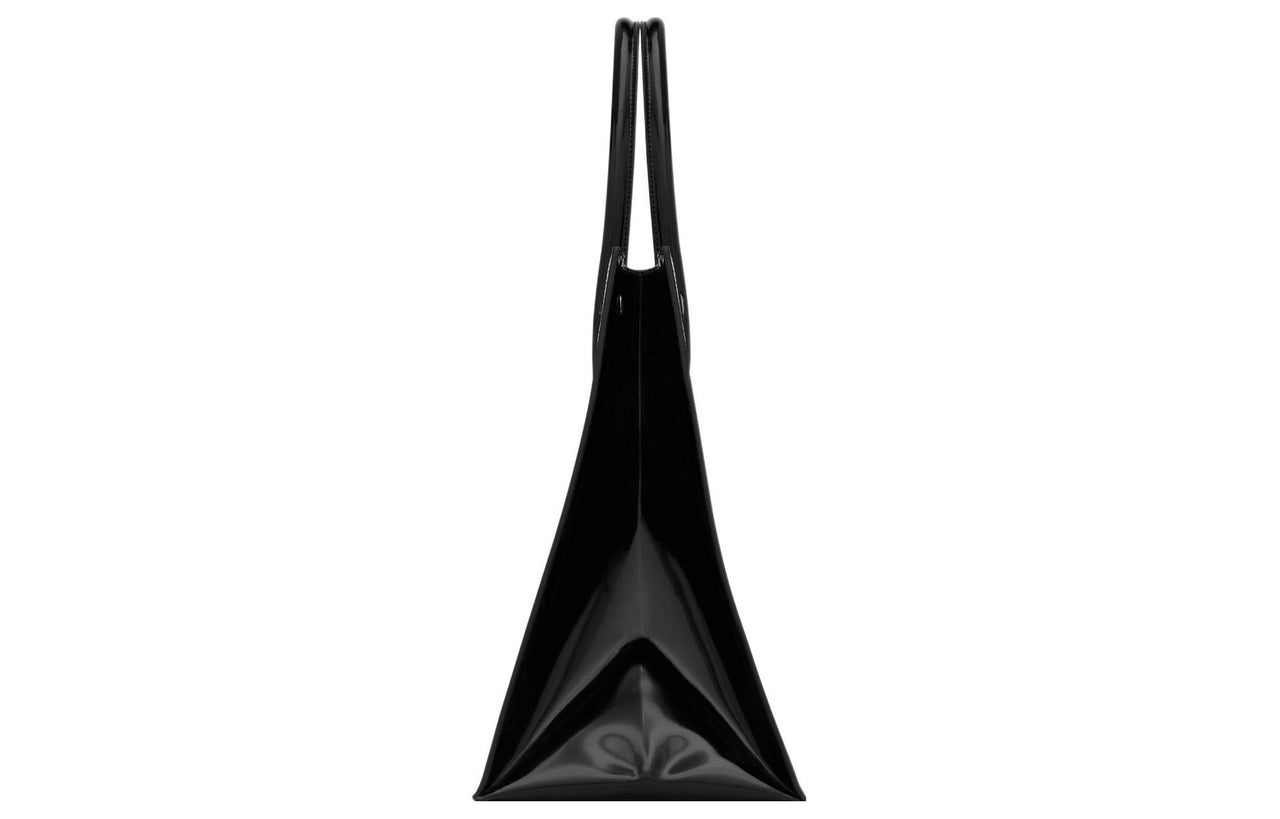 SAINT LAURENT Rive Gauche Mesh With Glossy Leather Tote Bag, Shopping Bag, Handbag Women's Black
