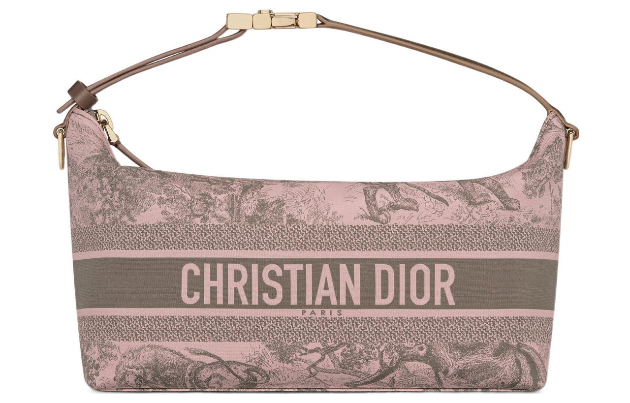 DIOR Technical Fabric Clutch Medium Size Women's Gray/Pink