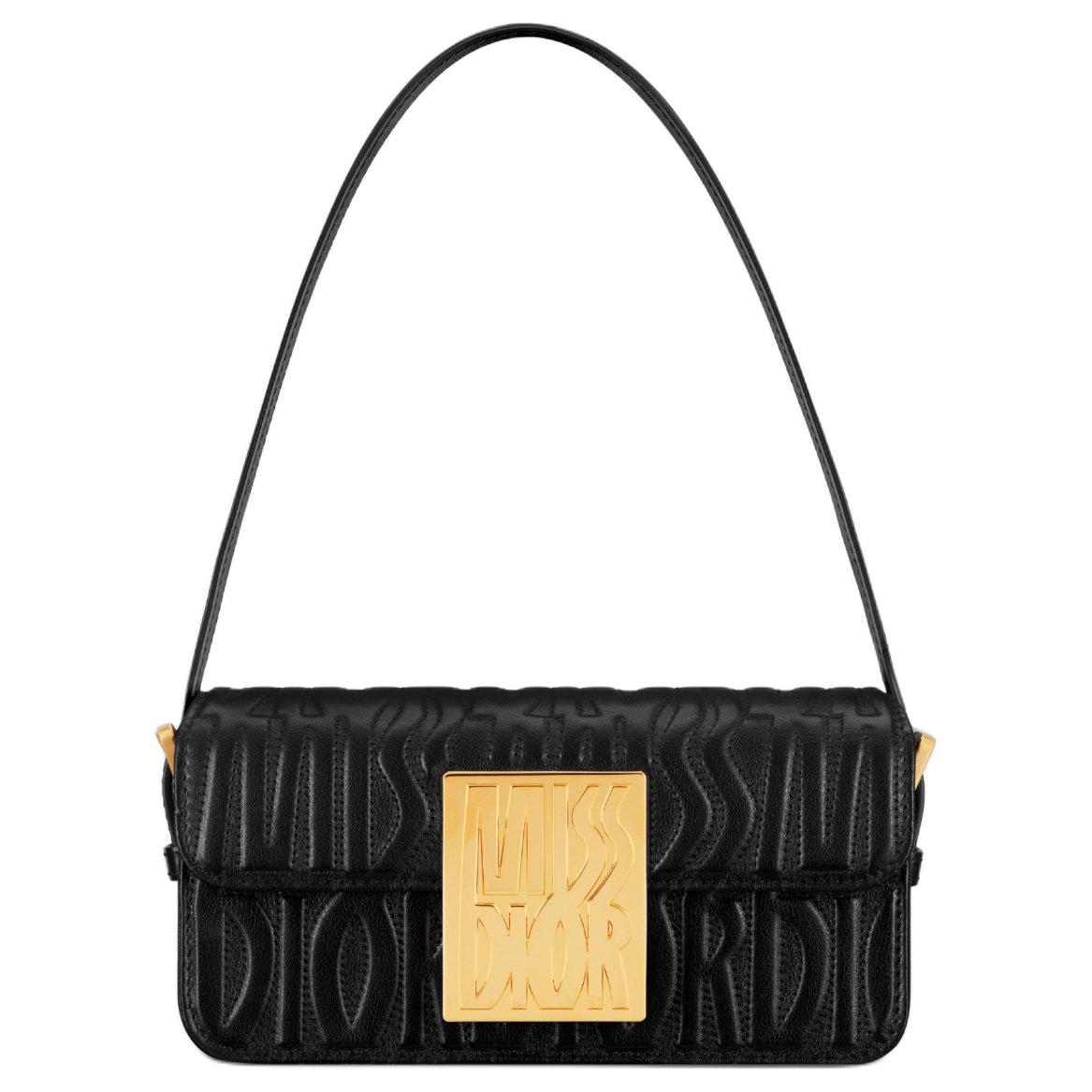 DIOR Miss DIOR Cowhide Leather Handbag Women's Black