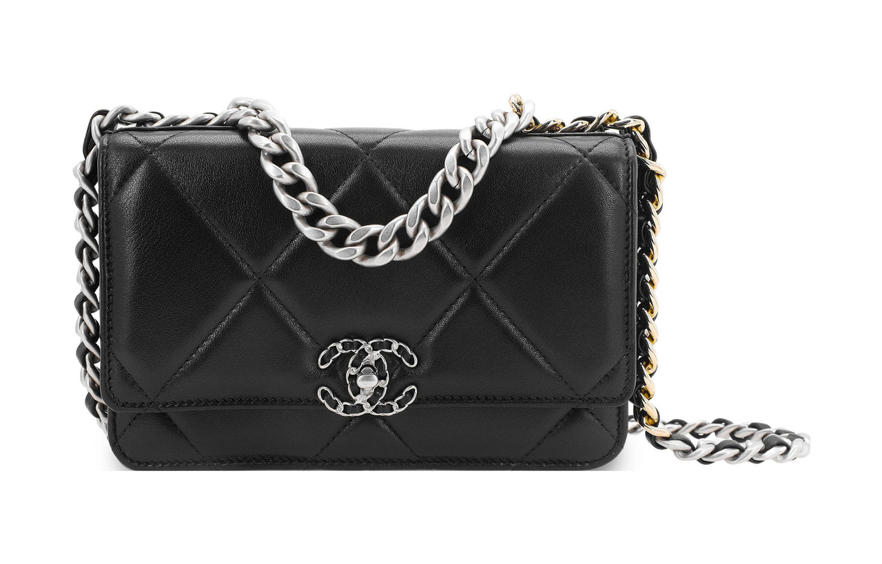 CHANEL 19BagWOC Sheepskin Shoulder Bag Crossbody Bag Wallets Regular Women's Black