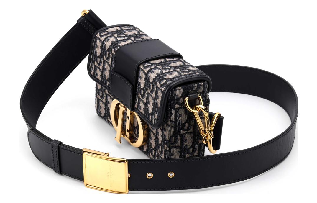 DIOR 30 Montaigne Box Bag Blue DIOR Oblique Jacquard
