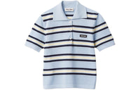 MIU MIU Silk And Cotton Knit Polo Shirt Polo Shirt Women's Blue