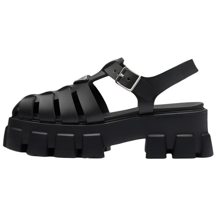 PRADA Monolith Foam Rubber 55mm Sandals Black Women's