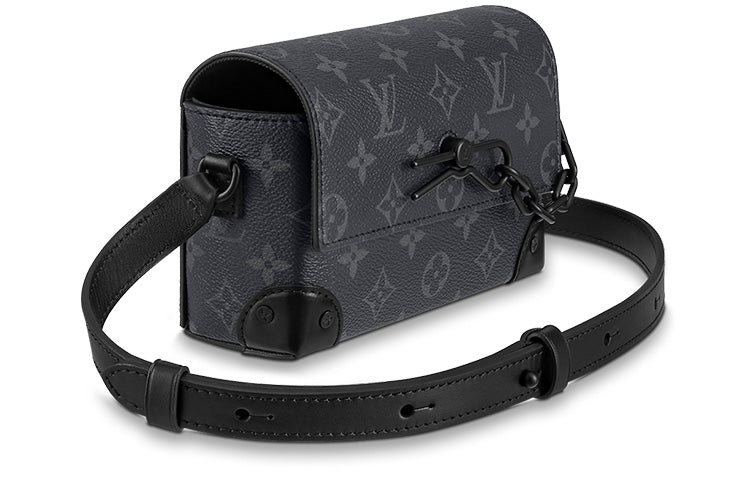LOUIS VUITTON Steamer Coated Canvas Cow Leather Patchwork Trim Box Bag Shoulder Bag Crossbody Bag Mini Men's Black