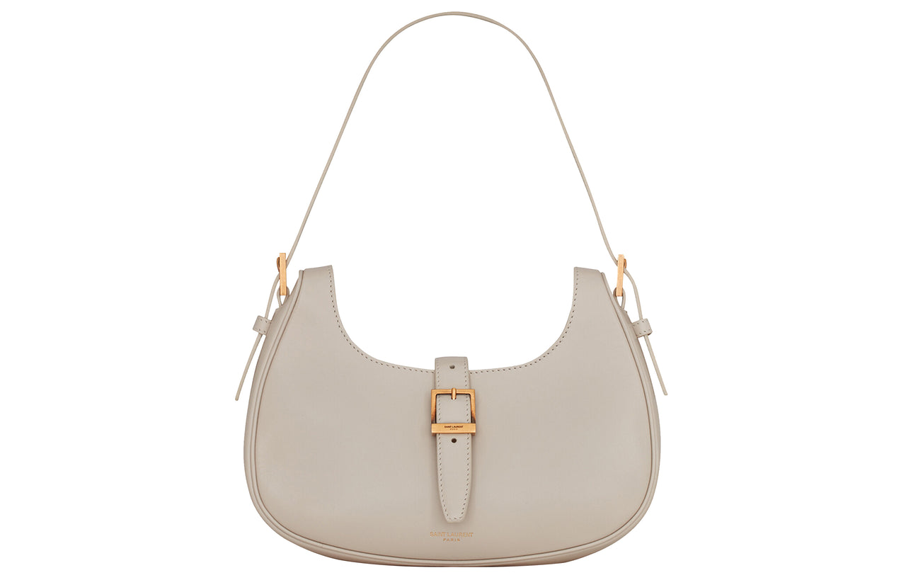 SAINT LAURENT Calfskin Hobo Bag Shoulder Bag Women's Vintage White