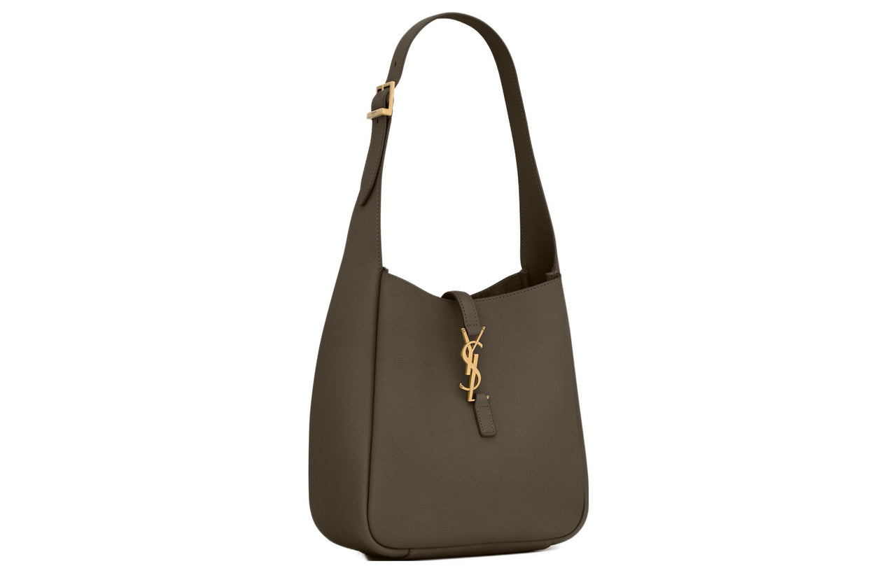 SAINT LAURENT LE5A7 Smooth Calf Leather Hobo Bag Handbag Shoulder Bag Women's Moss Green