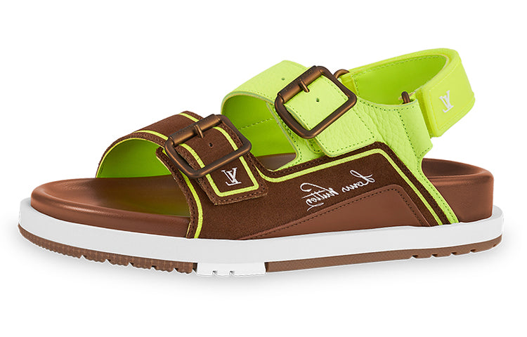 LOUIS VUITTON Trainer Beach Sandals Men's Yellow Green