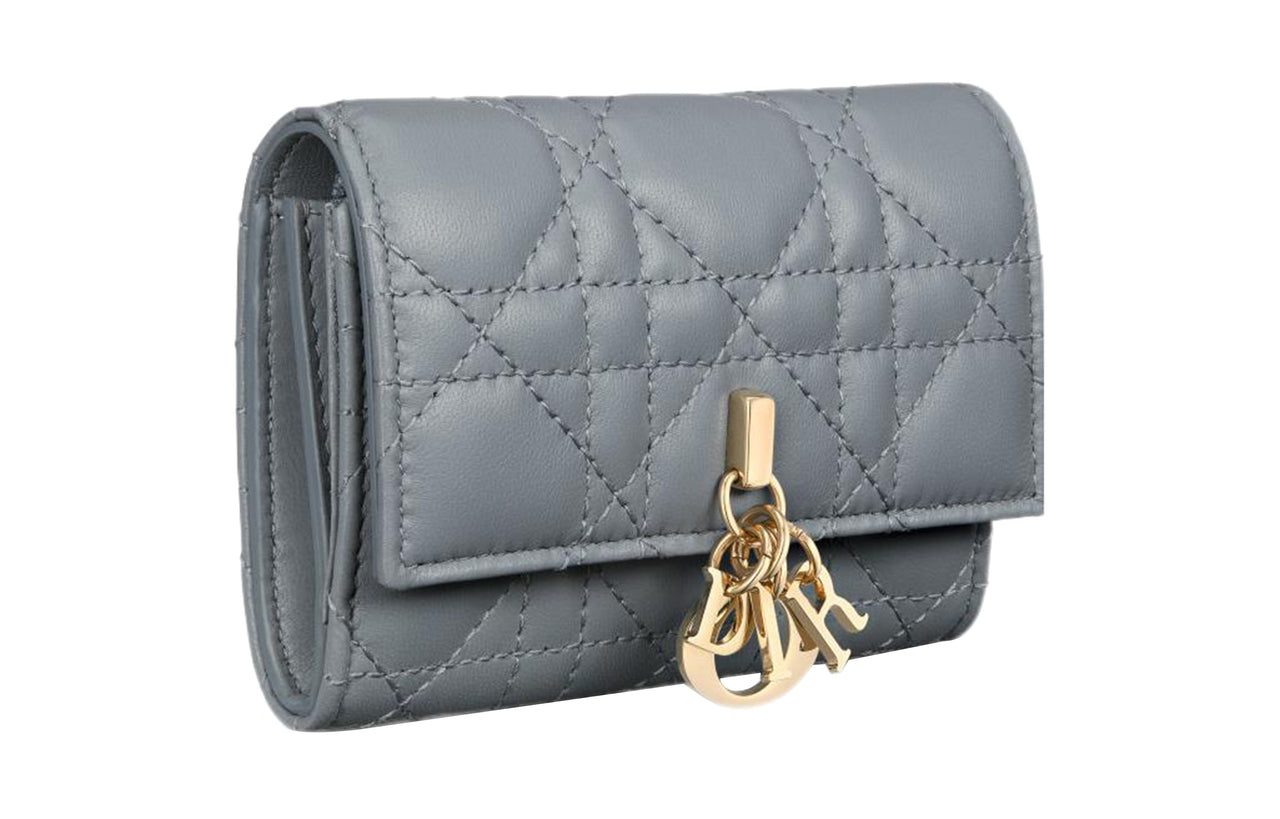 DIOR Sheepskin Wallet Extra Small Women's Cloud Blue