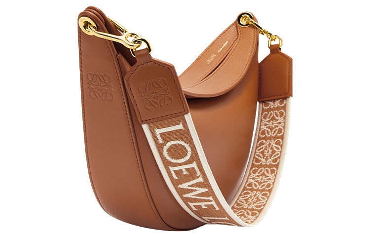LOEWE Satin Calfskin With Jacquard Fabric Shoulder Bag Small Size Women's Brown