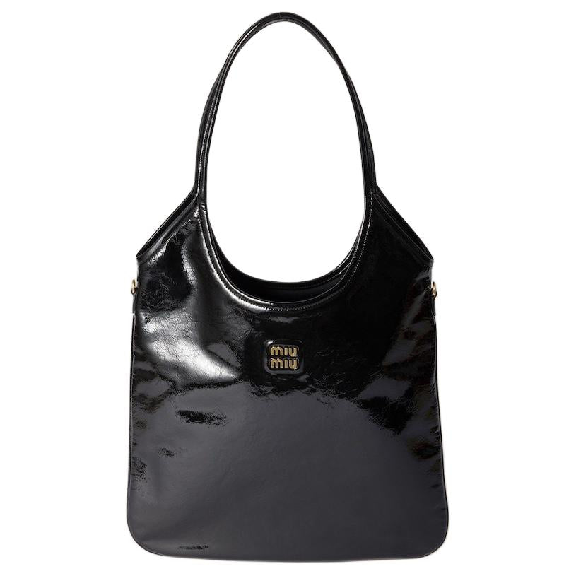 MIU MIU IVY Naplak Patent Leather Bag Women's Black