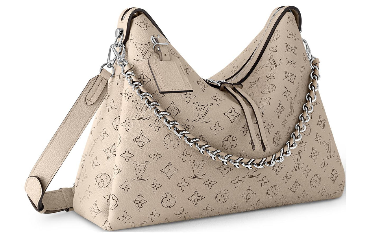 LOUIS VUITTON Leather Shoulder Bag Women's Pebble Gray