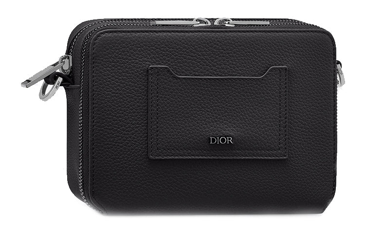 DIOR Grained Calfskin Clutches Crossbody Bag Shoulder Bag Men's Black