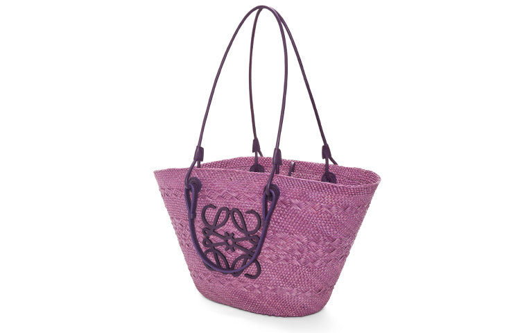 LOEWE Anagram Iraci Palm With Calfskin Handbag, Shoulder Bag Women's Purple