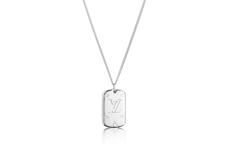 LOUIS VUITTON Locket Necklace Engraved Monogram