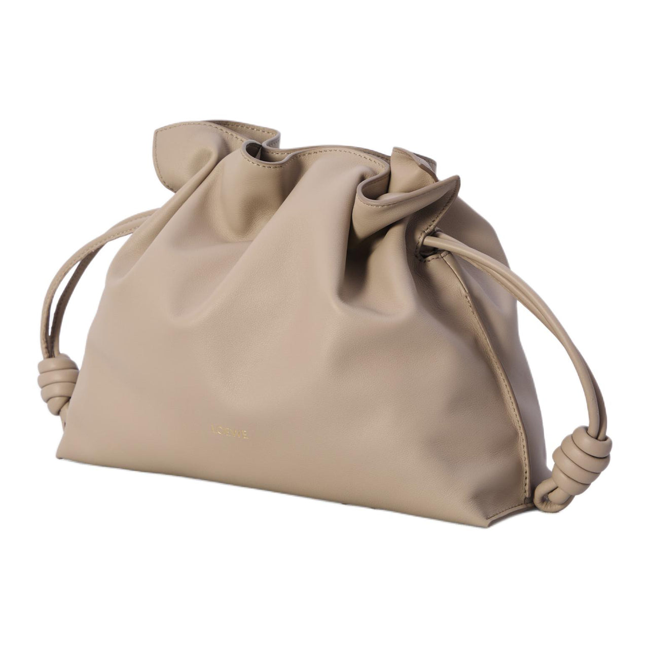 LOEWE Flamenco Napa Calf Leather Clutch Medium Size Women's Sand