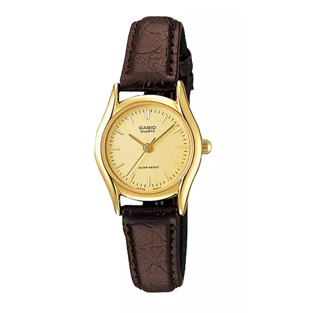 CASIO Vintage Genuine Leather Band /Brown Gold Analog LTP-1094Q-9A