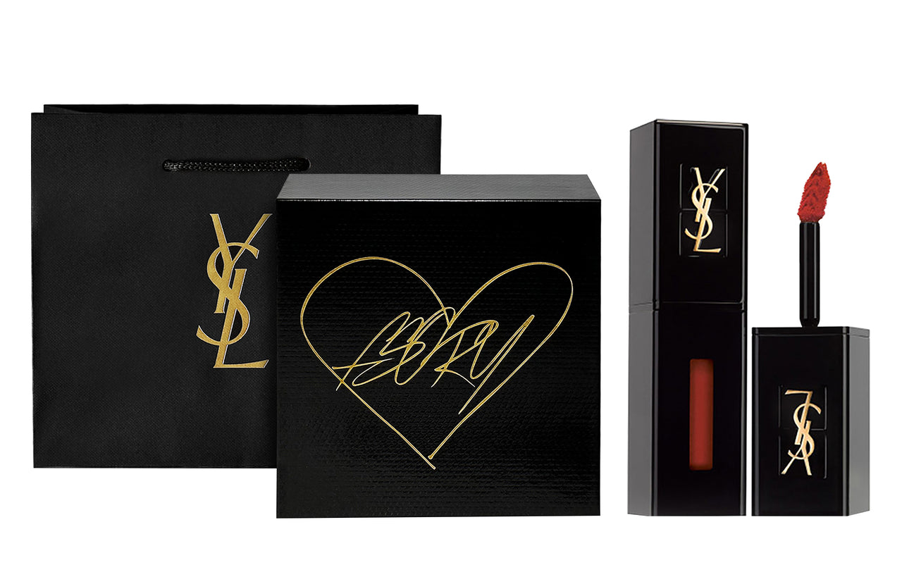SAINT LAURENT Black Tube Black Gold Lip Gloss Box Mirror Finish Easy To Blend Long-Lasting 5.5ml