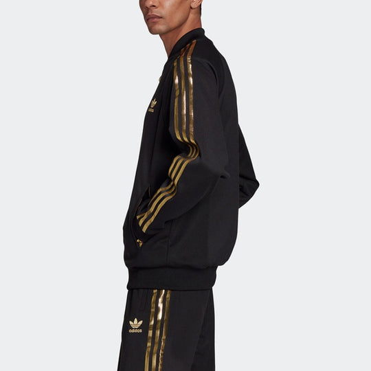 Adidas originals gold panel jacket in black best sale