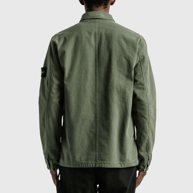 STONE ISLAND Garment Dyed Zip Shirt Overshirt 'Sage' 751510704-V0055