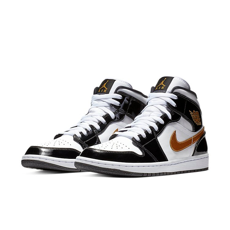 Air Jordan 1 Mid Patent 'Black Gold' 852542-007