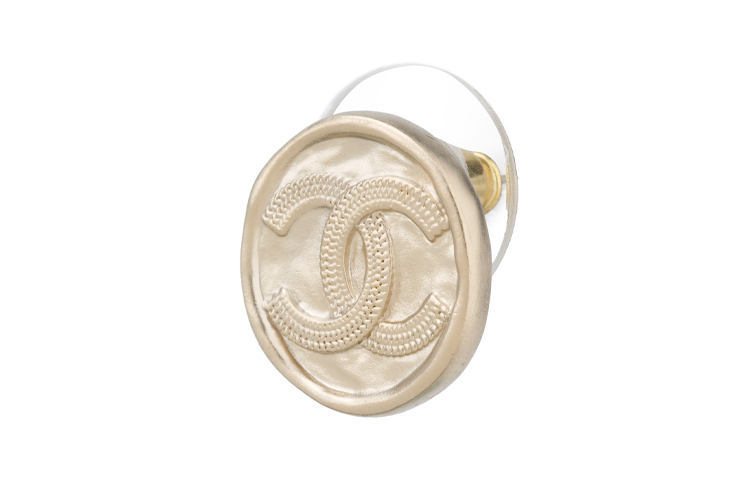 CHANEL Round Cake Stud Earrings Women's Gold