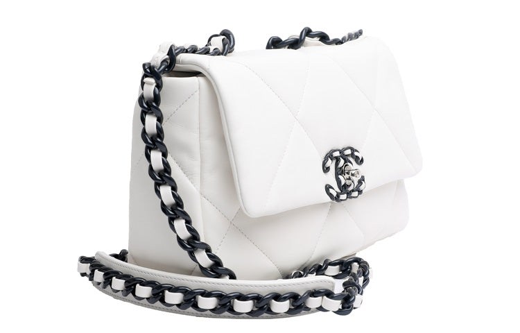 CHANEL 21K Winter Cow Leather Chain Bag Handheld Bag Shoulder Bag Crossbody Bag Women's White