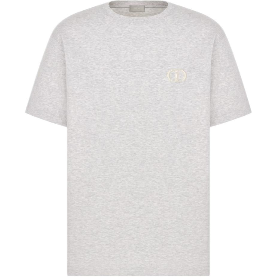 DIOR Logo Embroidered Crew Neck Loose Fit Short-Sleeved T-Shirt T-Shirt Men's Gray