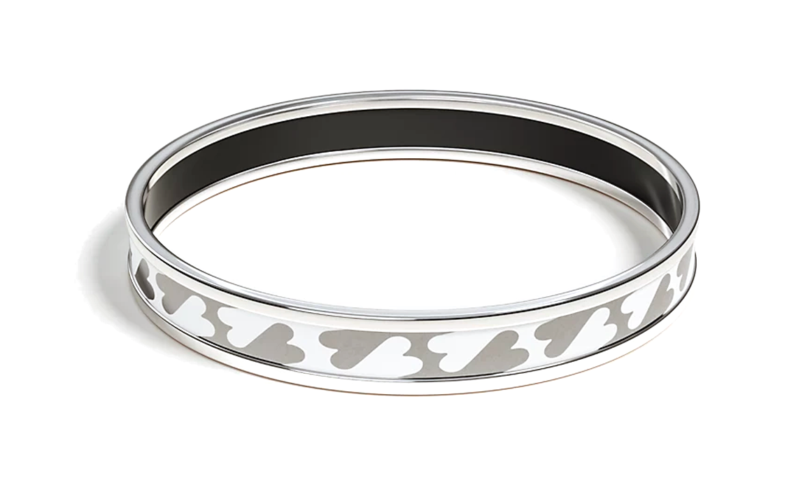 HERMES Enamel Bangles Women's Silver