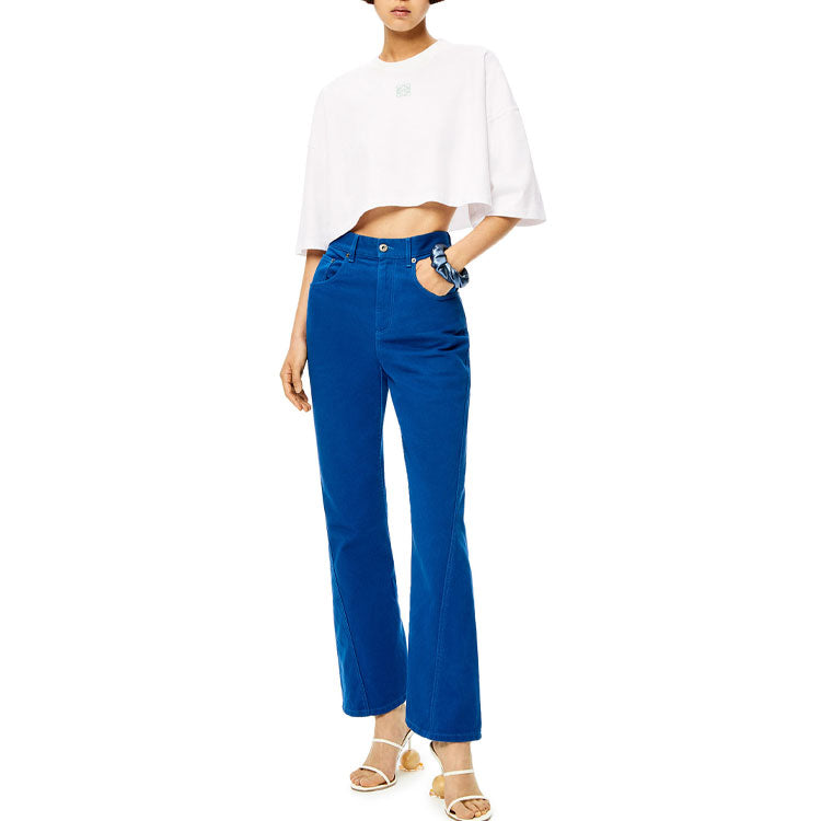 LOEWE SS22 Women's Anagram Cropped T-Shirt White